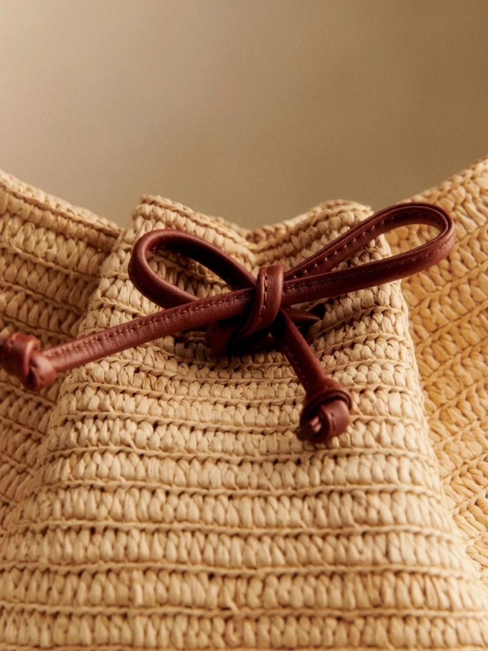 Sezane - NEW Farrow Bag - Woven Straw Bucket Bag with Drawstring Closure